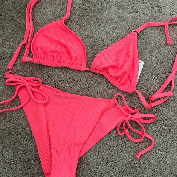 Aerie Swim Aerie Neon Pink Bikini Set Poshmark